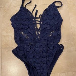 Becca navy lace swimsuit
